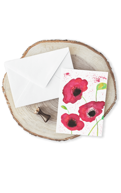 Greeting Card - Spring Poppies by Jen Lashua