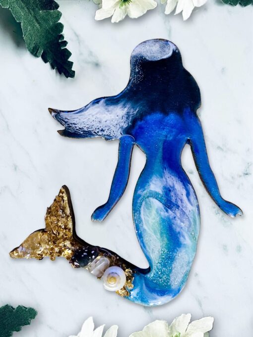 Mermaid ocean pour, magnet and ornament handmade by Jen Lashua