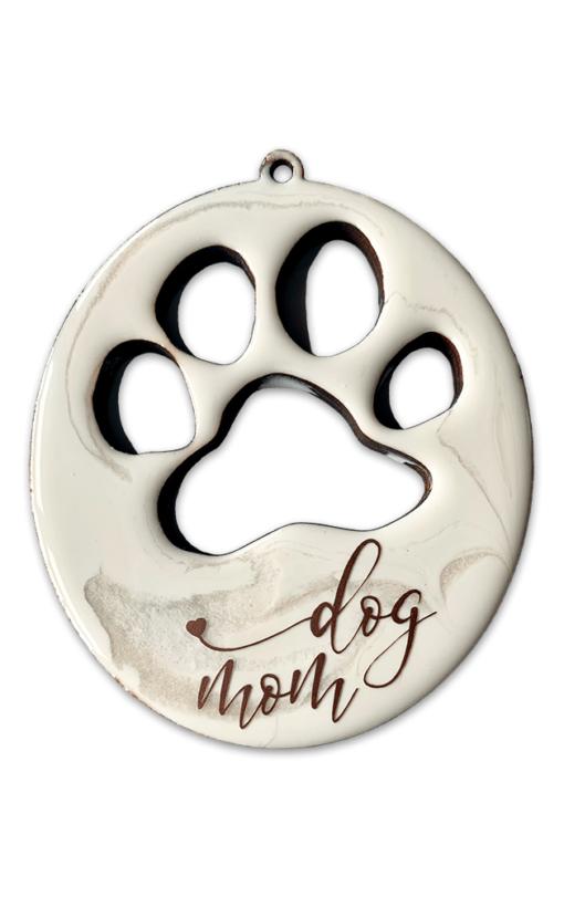 Dog paw ornament, white, dog mom by Jen Lashua