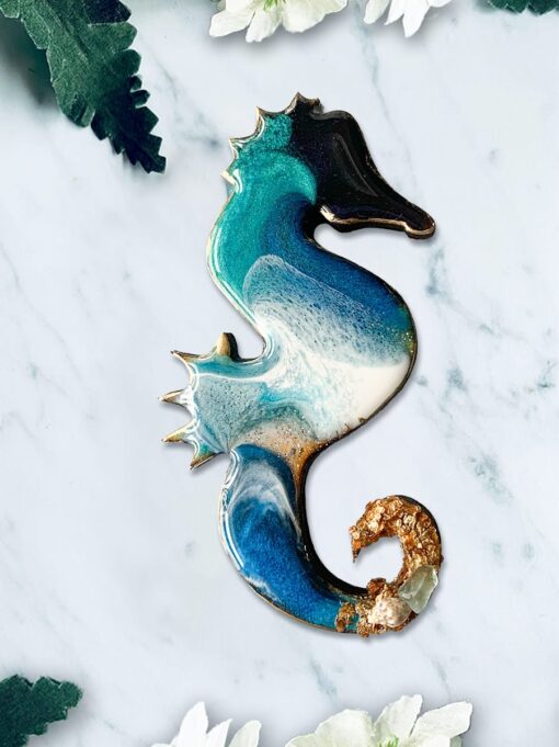 Seahorse ocean pour, magnet and ornament handmade by Jen Lashua