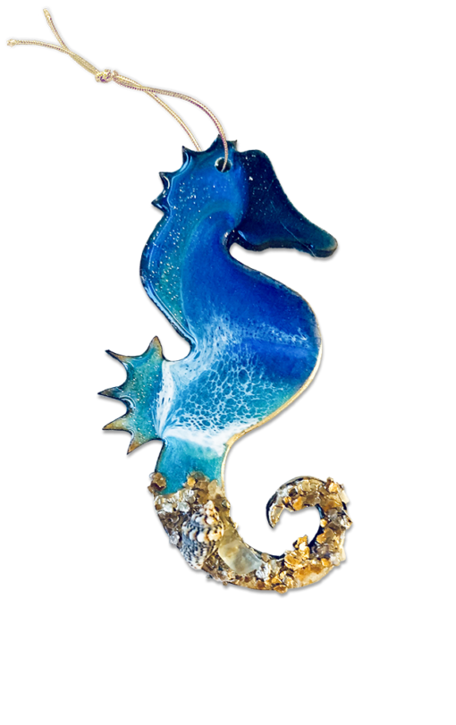 Seahorse ocean pour, magnet and ornament handmade by Jen Lashua