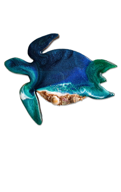 Turtle, ocean pour, handmade by Jen Lashua