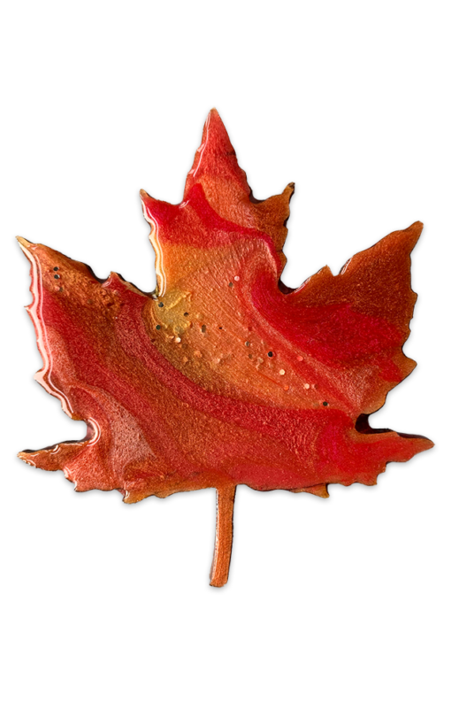 Maple Leaf, handmade, birchwood and resin by Jen Lashua