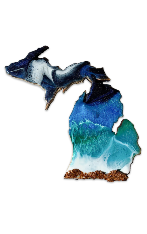 Michigan ocean pour, magnets and ornaments, handmade by Jen Lashua