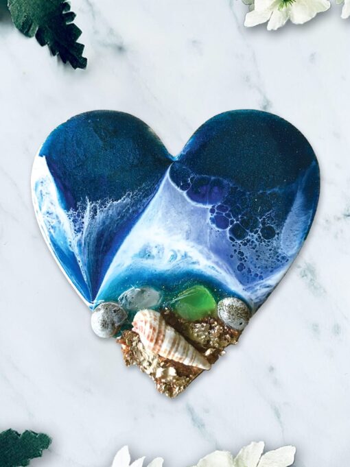 Ocean Heart ornament and magnet handmade by Jen Lashua