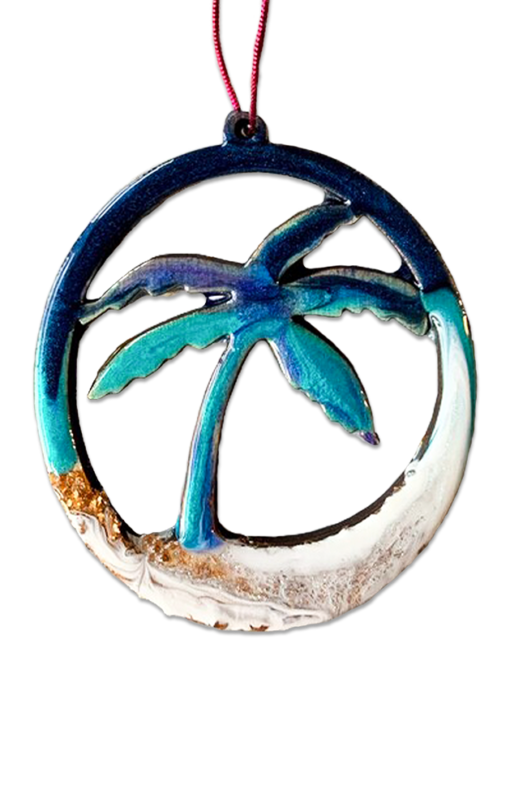 Palm Tree ocean pour ornament handmade by Jen Lashua