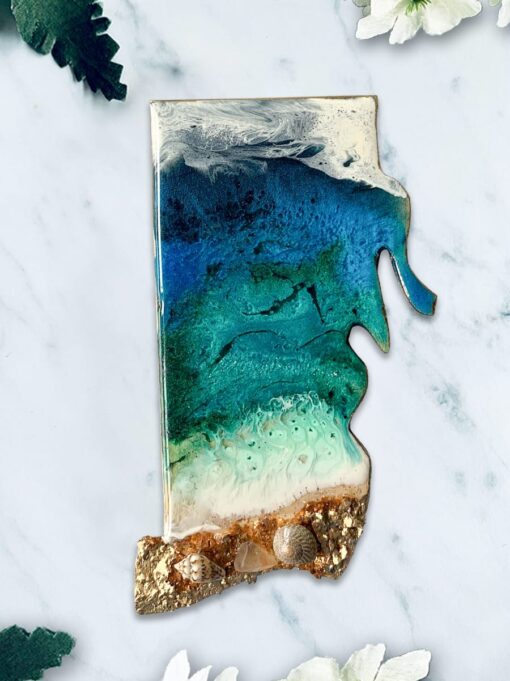 Rhode Island ocean pour, magnets and ornaments, handmade by Jen Lashua
