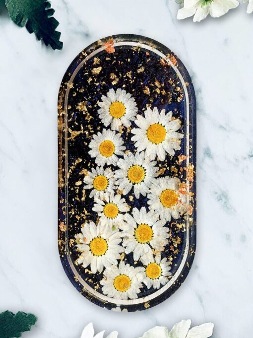 Trinket Dish handmade with real daisies by Jen Lashua