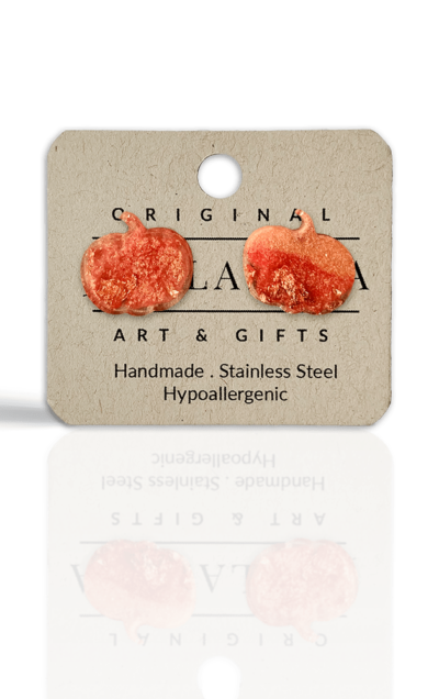 Pumpkin earrings, handmade by Jen Lashua